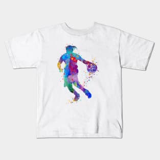 Girl Basketball Player Watercolor Sport Kids T-Shirt